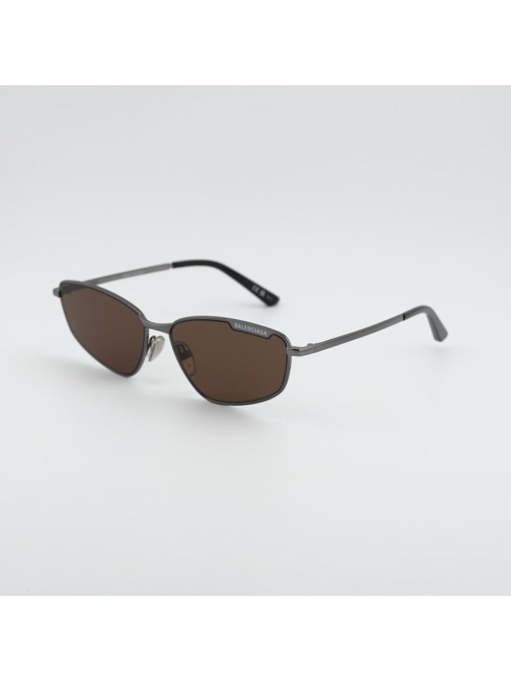 Balenciaga BB0277S 002 Unisex Sunglasses Ruthenium Rectangle Frame, Brown Lenses - Picture 9 of 10